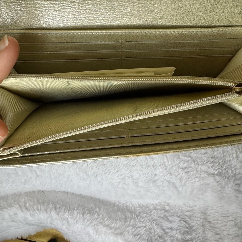 Chanel Gold Metallic Snap Flap Wallet with Auth Sticker - Picture 7 of 9